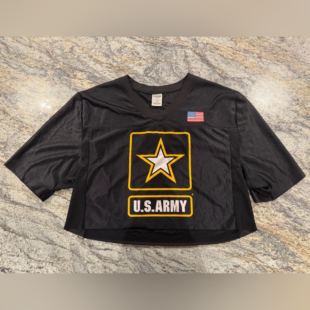 PINK Victoria Secret Black U.S. Army Cropped Jersey